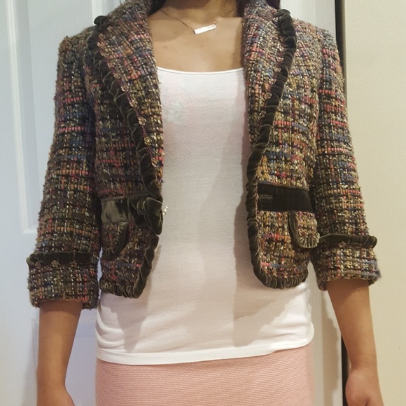 Cynthia Steffe wool and velvet jacket great condit - Picture 3 of 4